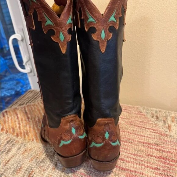 Old Gringo Brown and Black Cowboy Boots with Cross Design - Picture 4 of 7